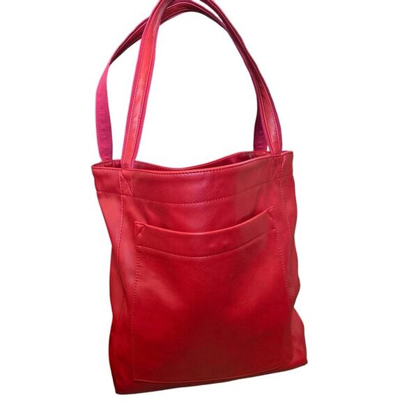 Red Leather Tote Bag handbag purse - Picture 1 of 13